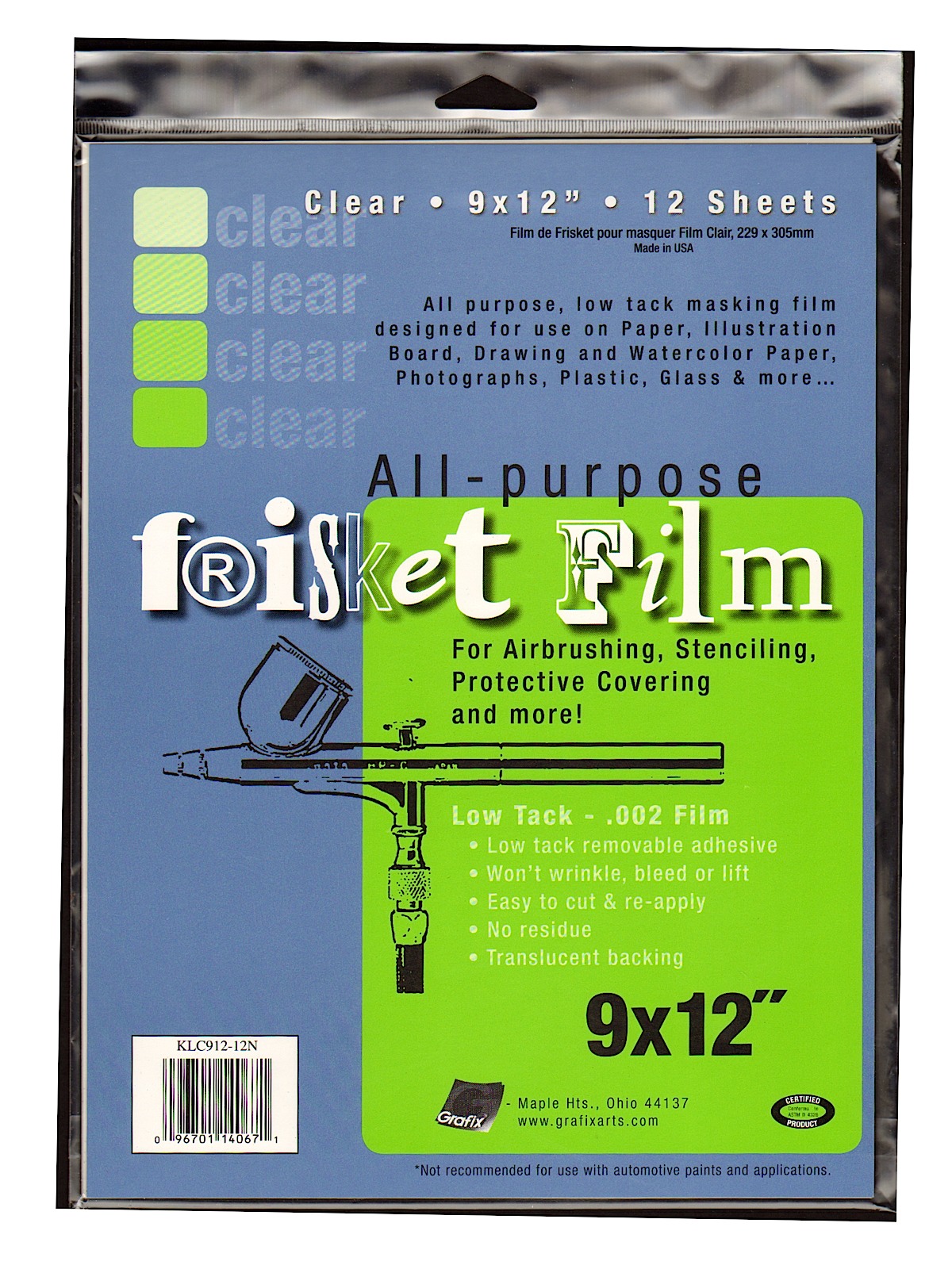 Original Low Tack Frisket Film 9 In. X 12 In. Clear Pack Of 12