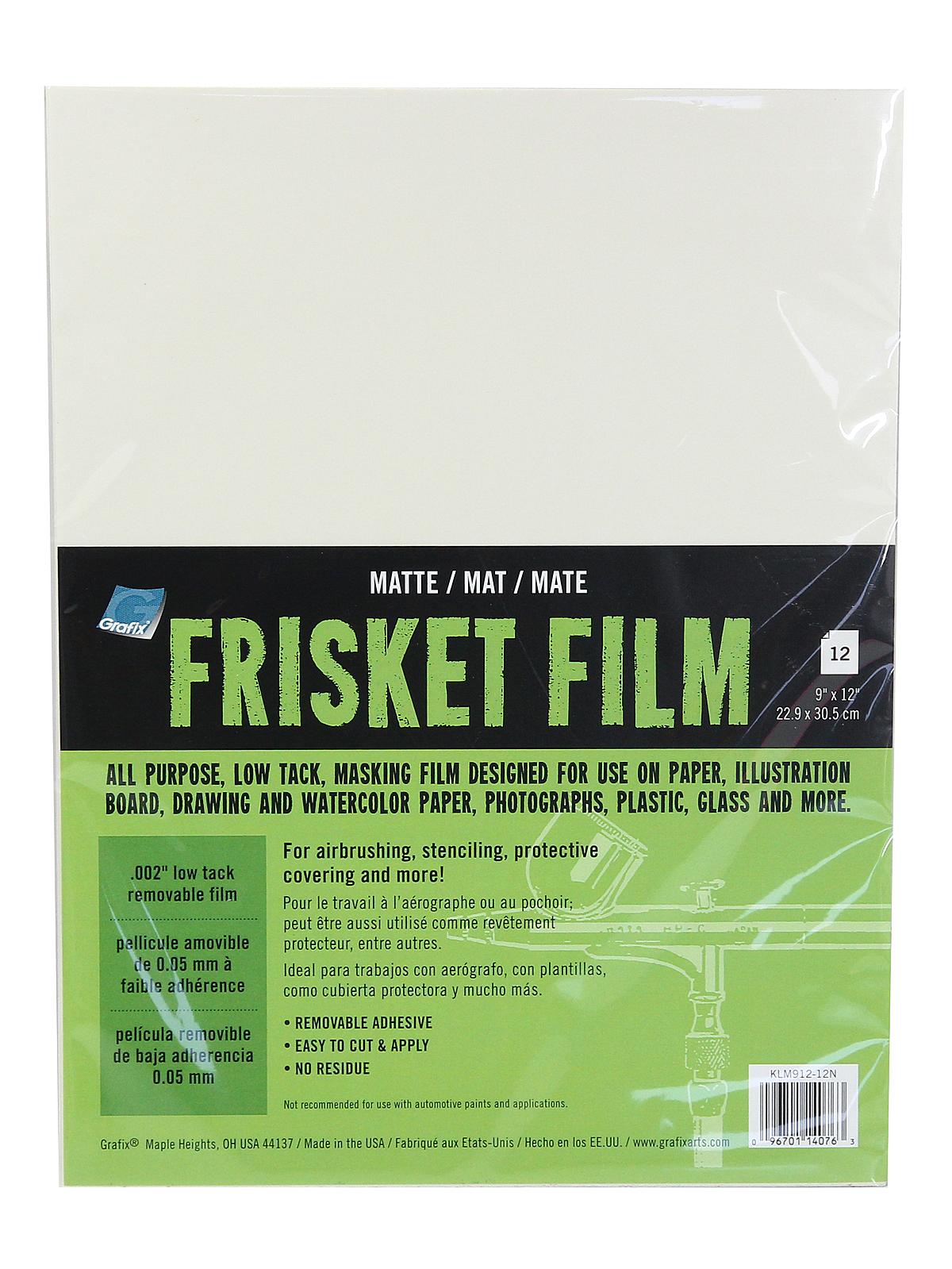 Original Low Tack Frisket Film 9 in. x 12 in. matte pack of 12