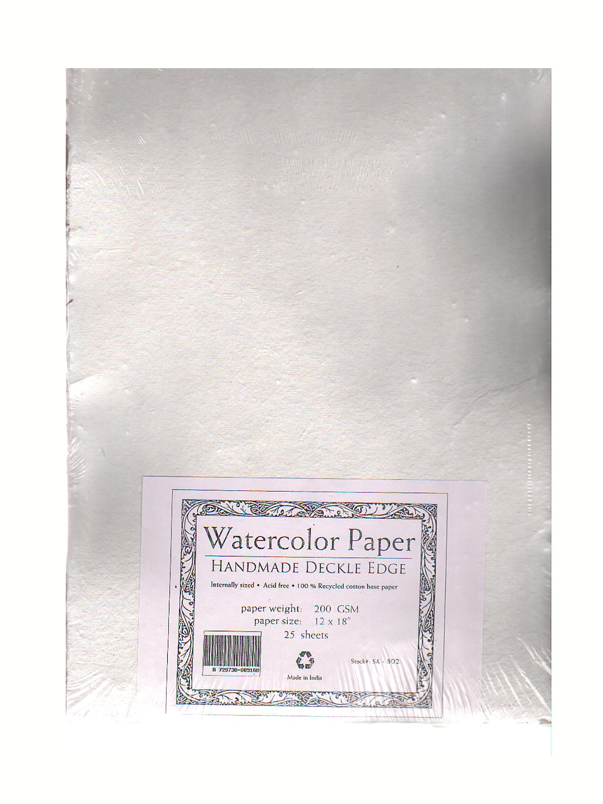 Student Grade Watercolor Paper 12 In. X 18 In. Deckle Edges Pack Of 25