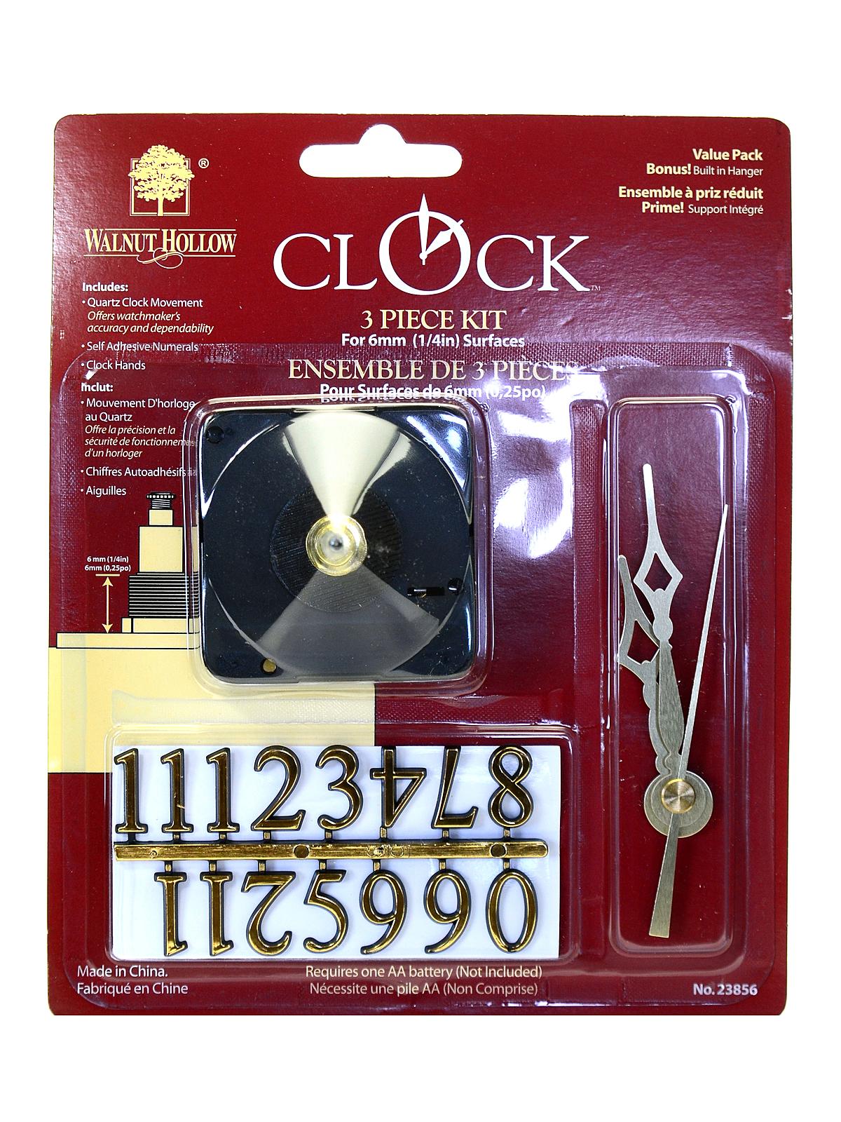 Clock Making Supplies 3 Piece Clock Kit For 1 4 In. Surface