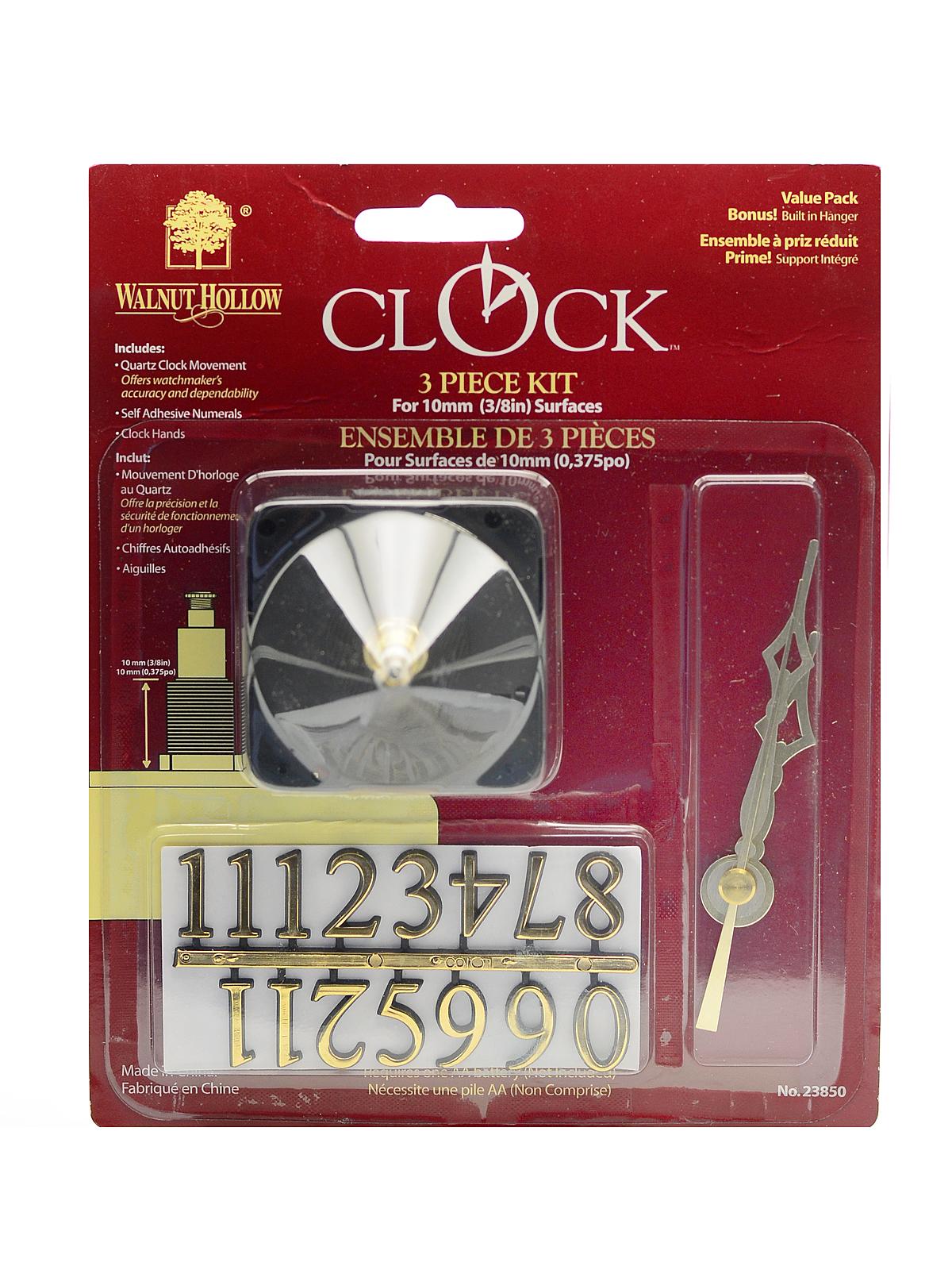 Clock Making Supplies 3 Piece Clock Kit for 3 8 in. Surface