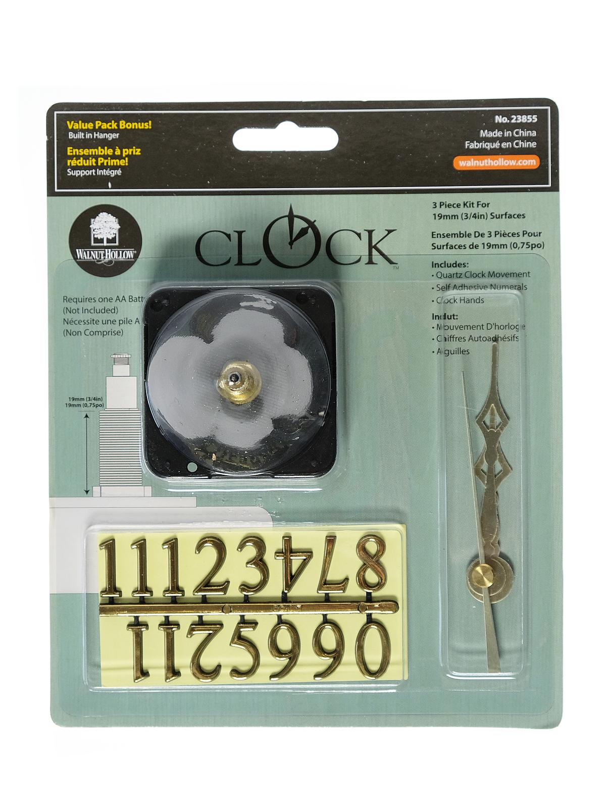 Clock Making Supplies 3 Piece Clock Kit For 3 4 In. Surface