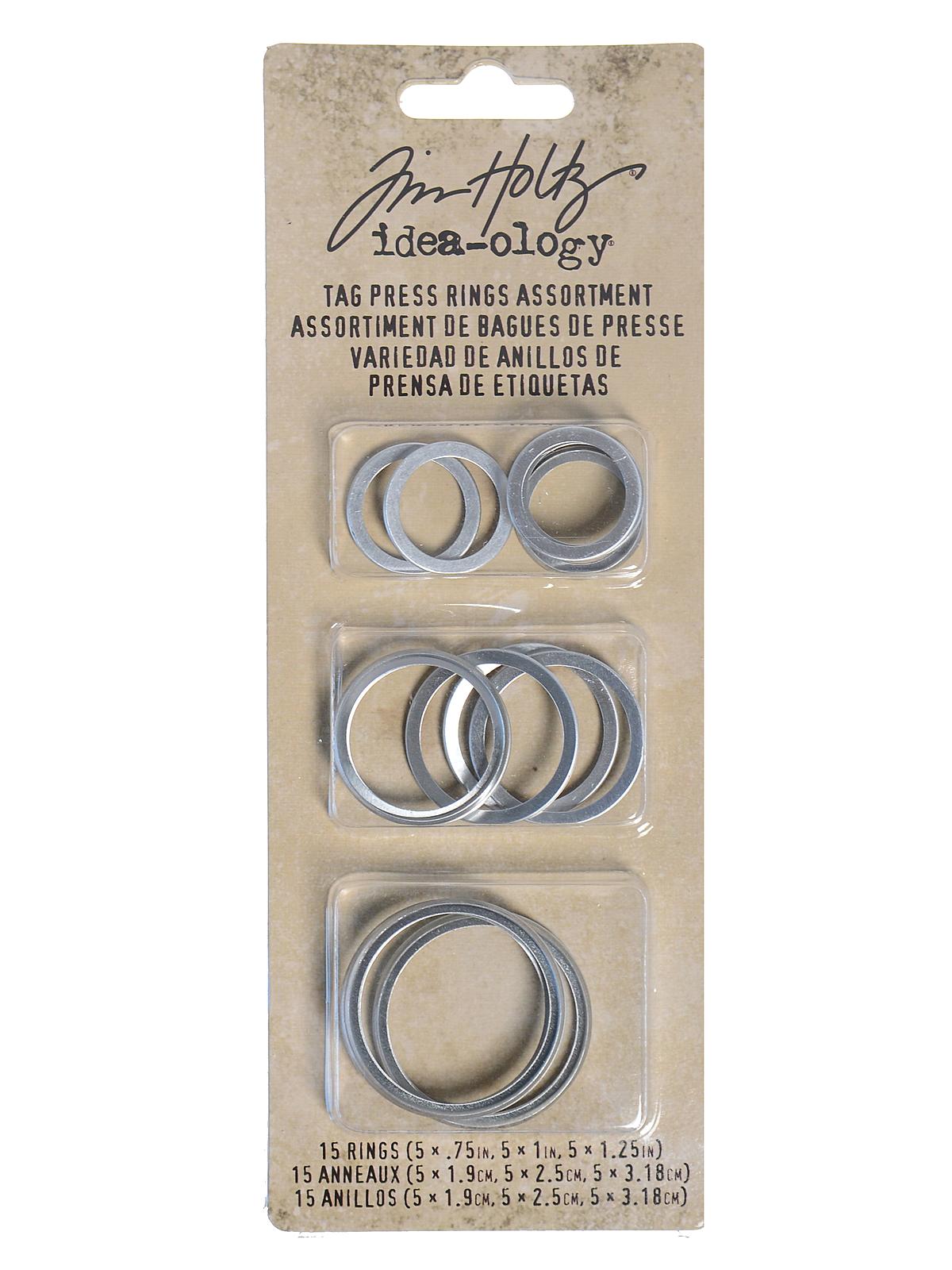 Ideaology Tag Press Pack Of 15 Rings Assorted Size