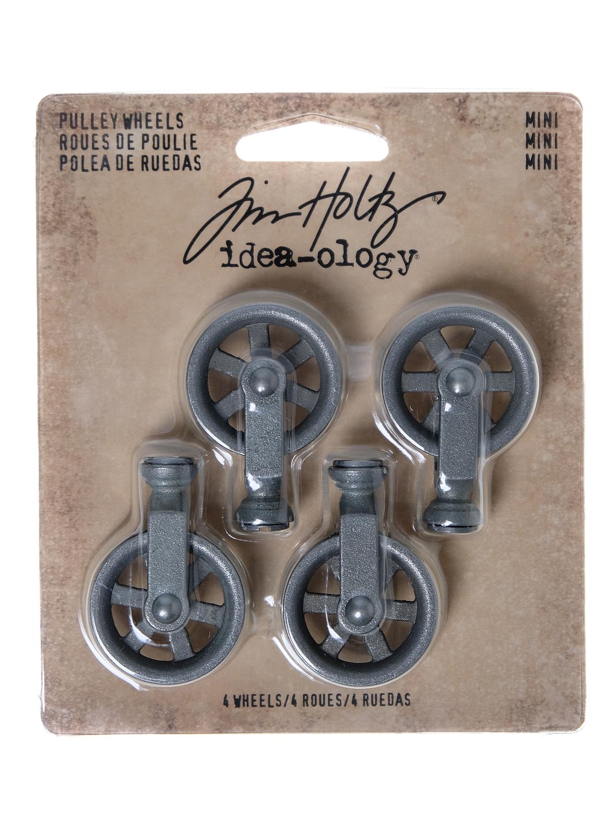 Idea-ology Findings mini pulley wheels antique nickel finish pack of 4