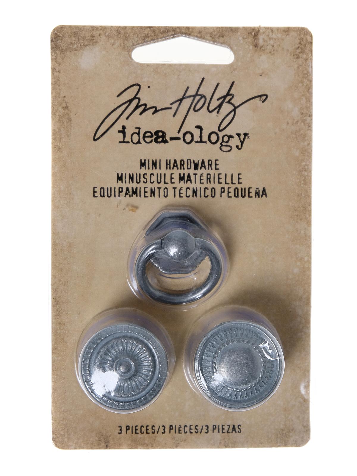 Idea-ology Findings Mini Hardware Antique Nickel Finish Pack Of 3