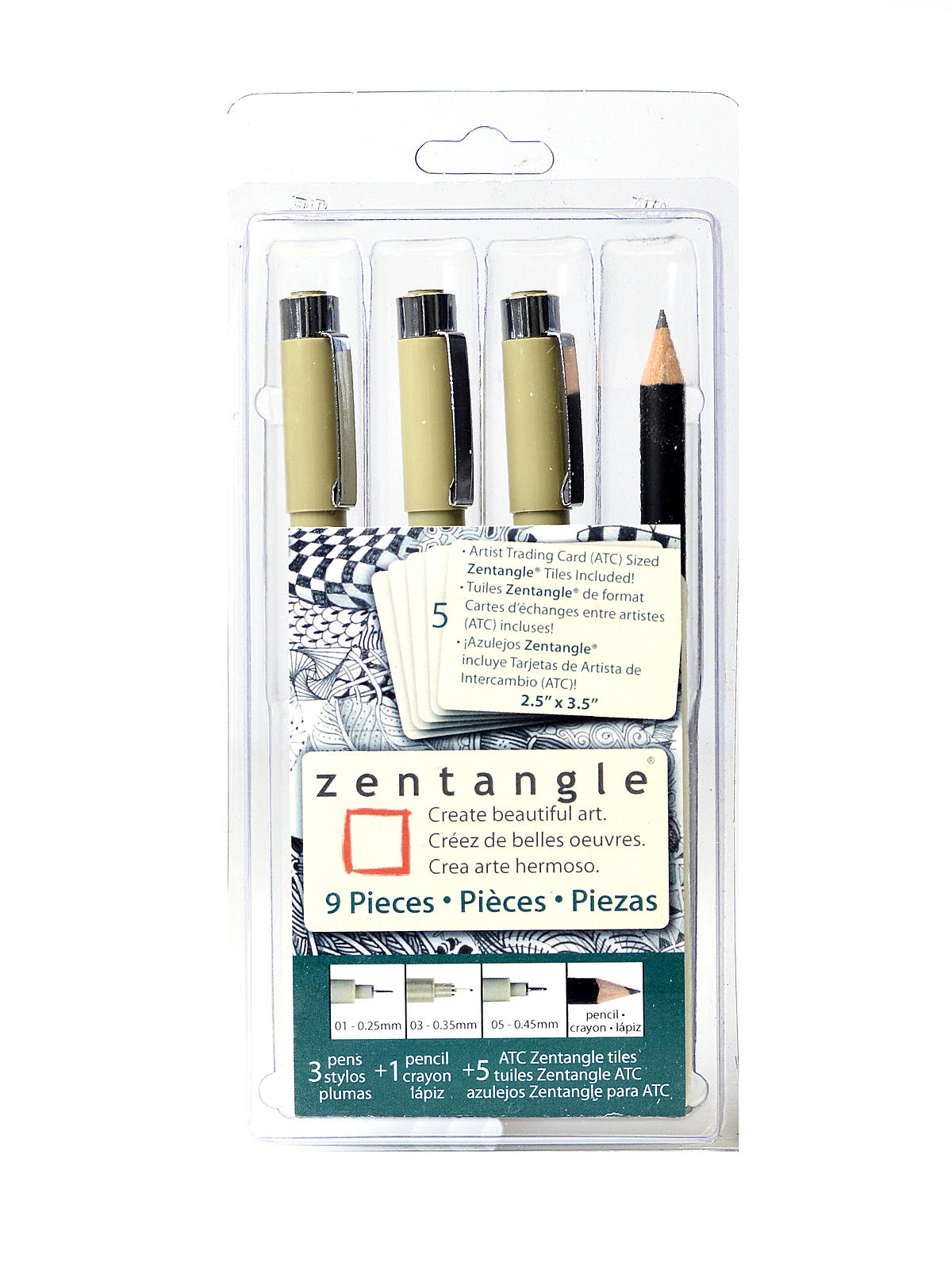 Zentangle Drawing Sets set of 10 white trading card tile