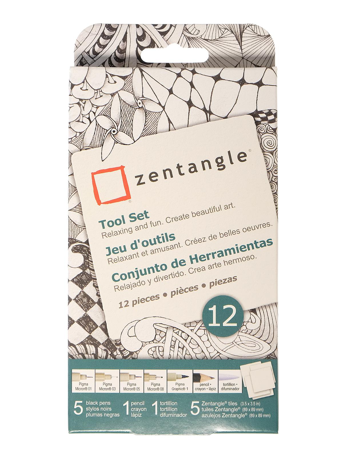 Zentangle Drawing Sets set of 12 white original tile