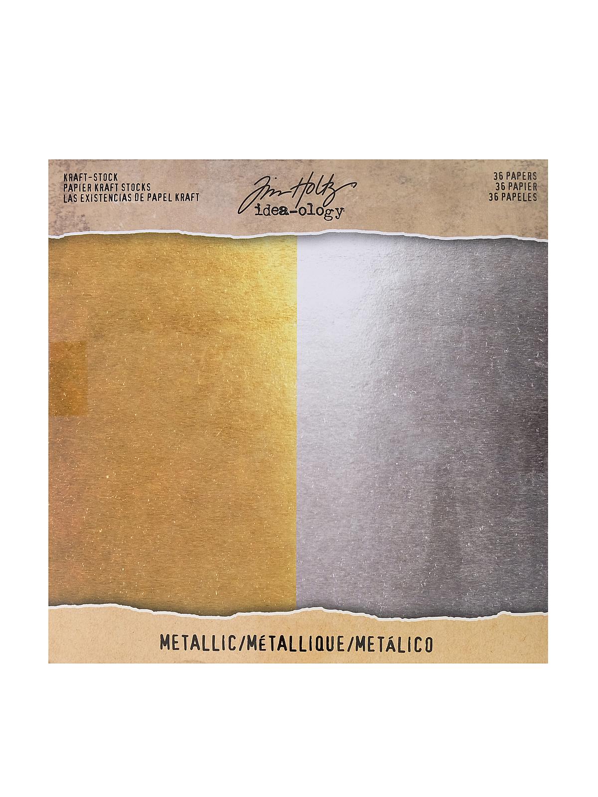Idea-ology Paperie kraft stock printed papers metallic 36 sheets, 8 in. x 8 in.