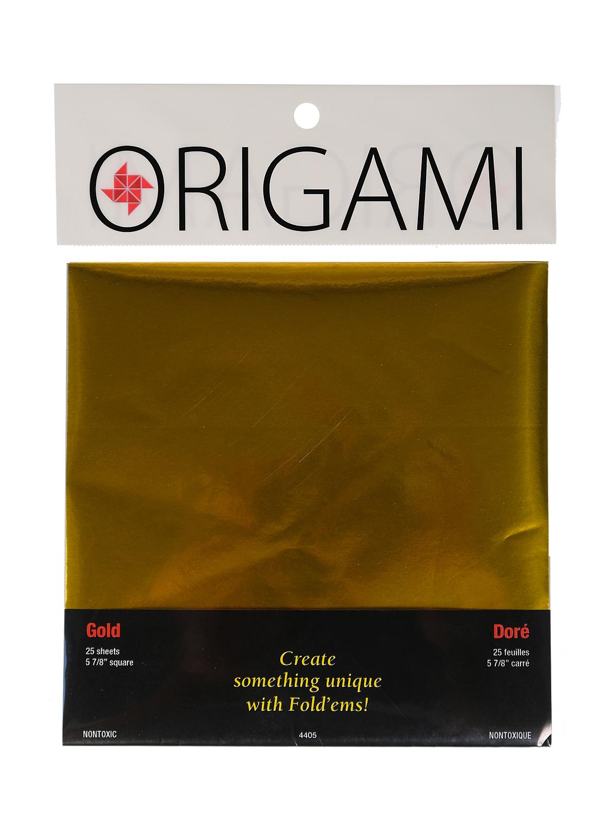 Fold'ems Origami Paper gold 5 7 8 in. pack of 25