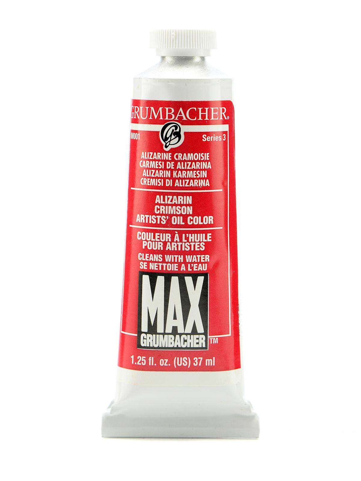 Max Water Miscible Oil Colors alizarin crimson 1.25 oz.