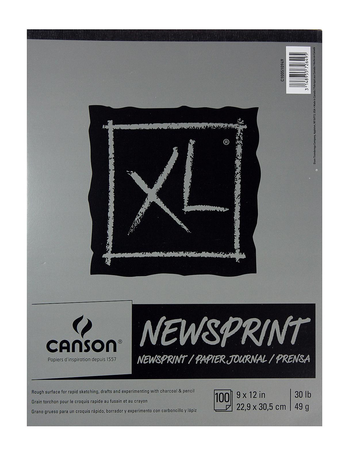 XL Newsprint Pads 9 in. x 12 in. 100 sheets