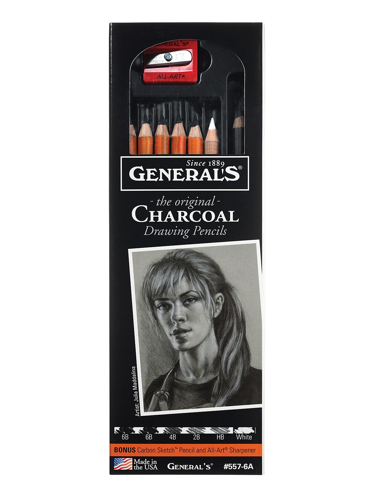 Charcoal Drawing Pencils Set set of 6