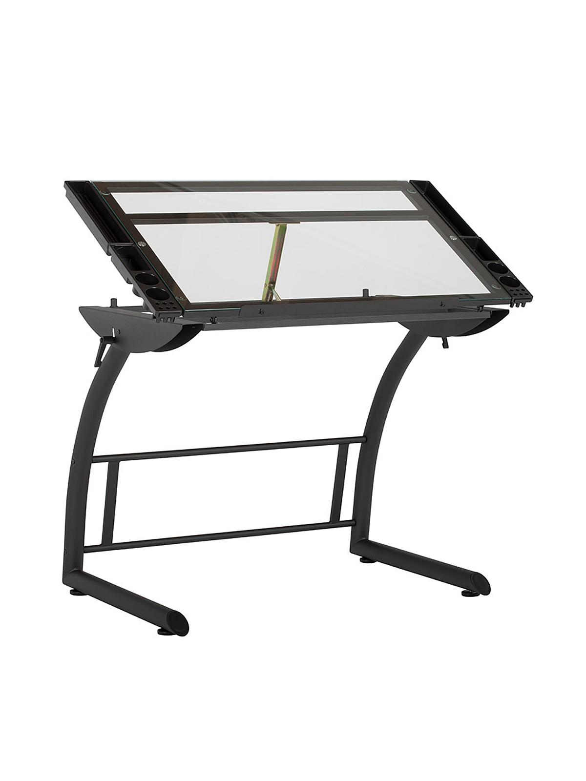 Triflex Drawing Table Charcoal Clear Glass
