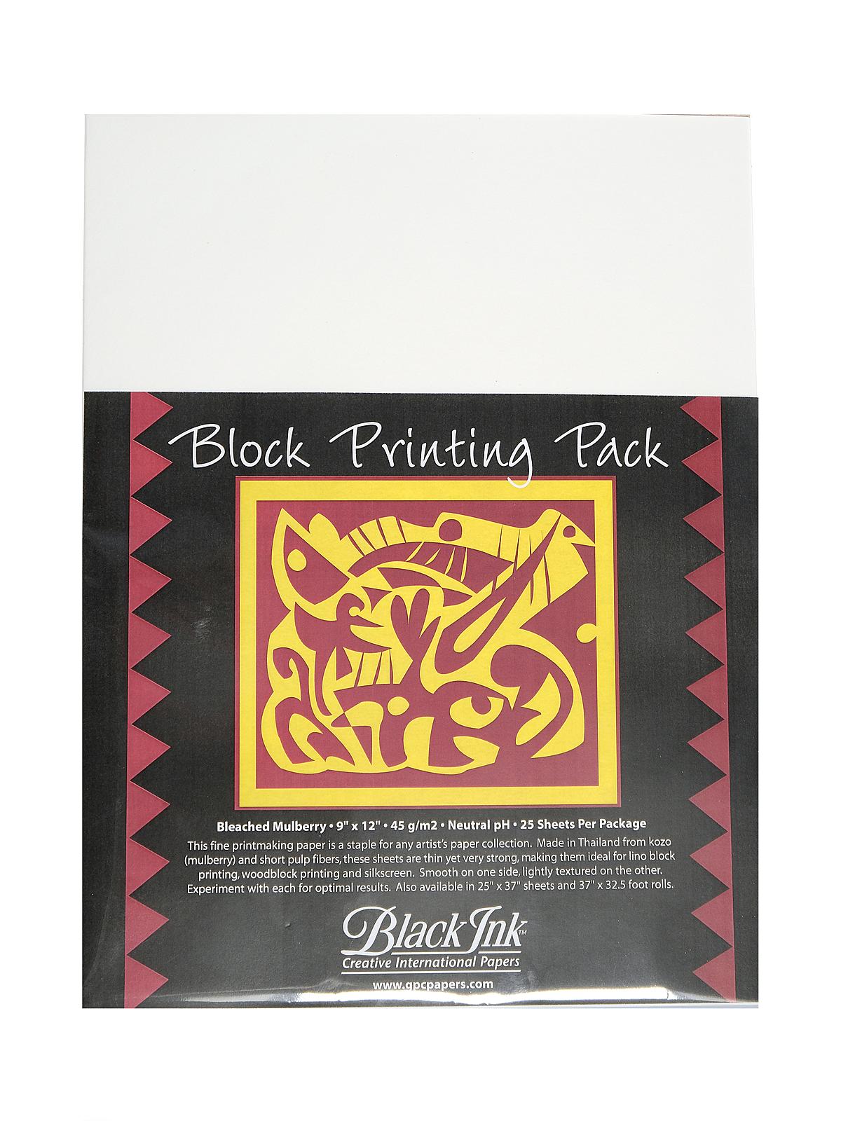 Thai Mulberry Block Printing Paper Packs bleached 9 in. x 12 in. 25 sheets