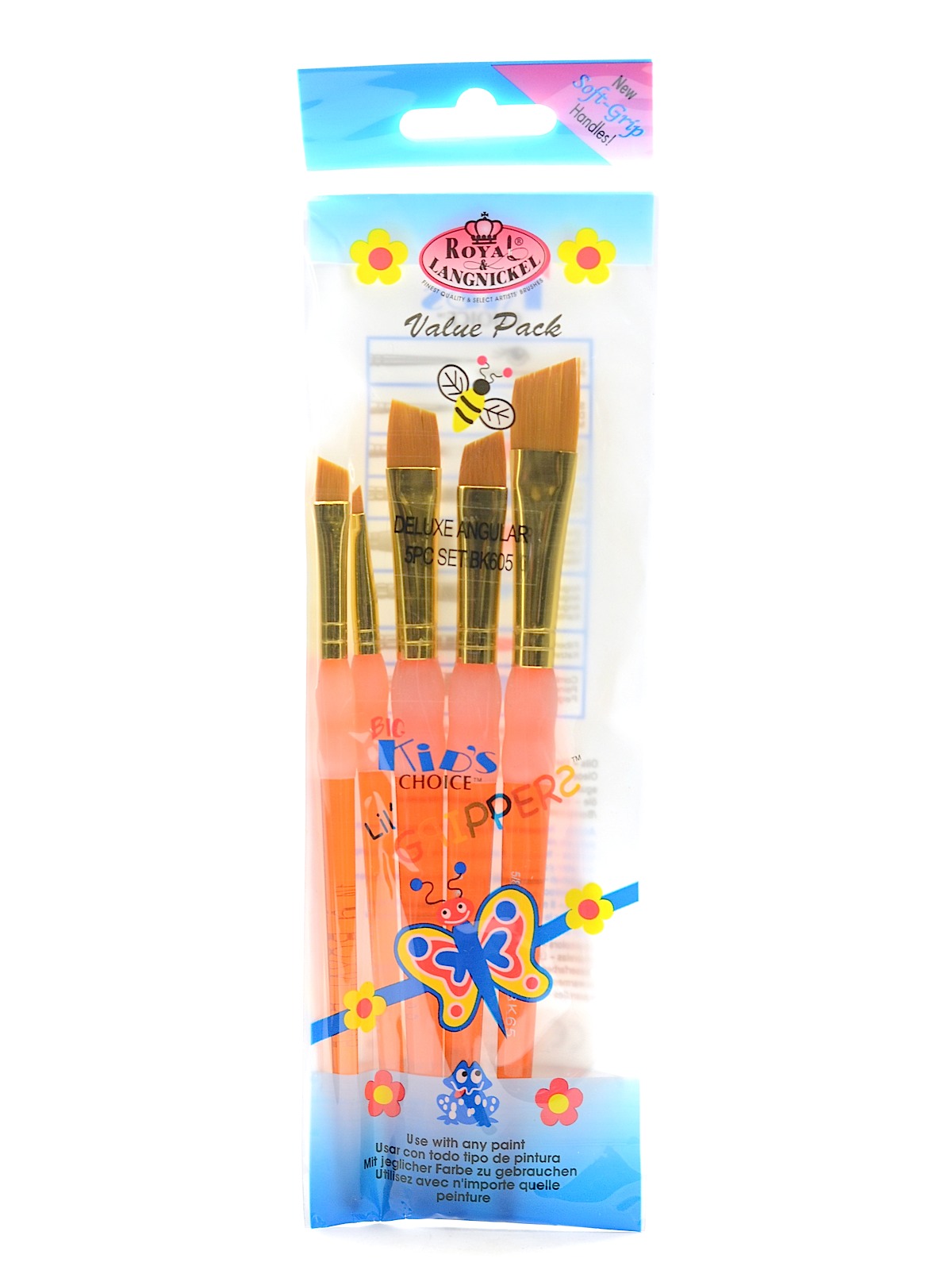 Big Kid's Choice Angular Brush 1 8 in., 1 4 in., 3 8 in.,1 2 in. and 5 8 in. set of 5