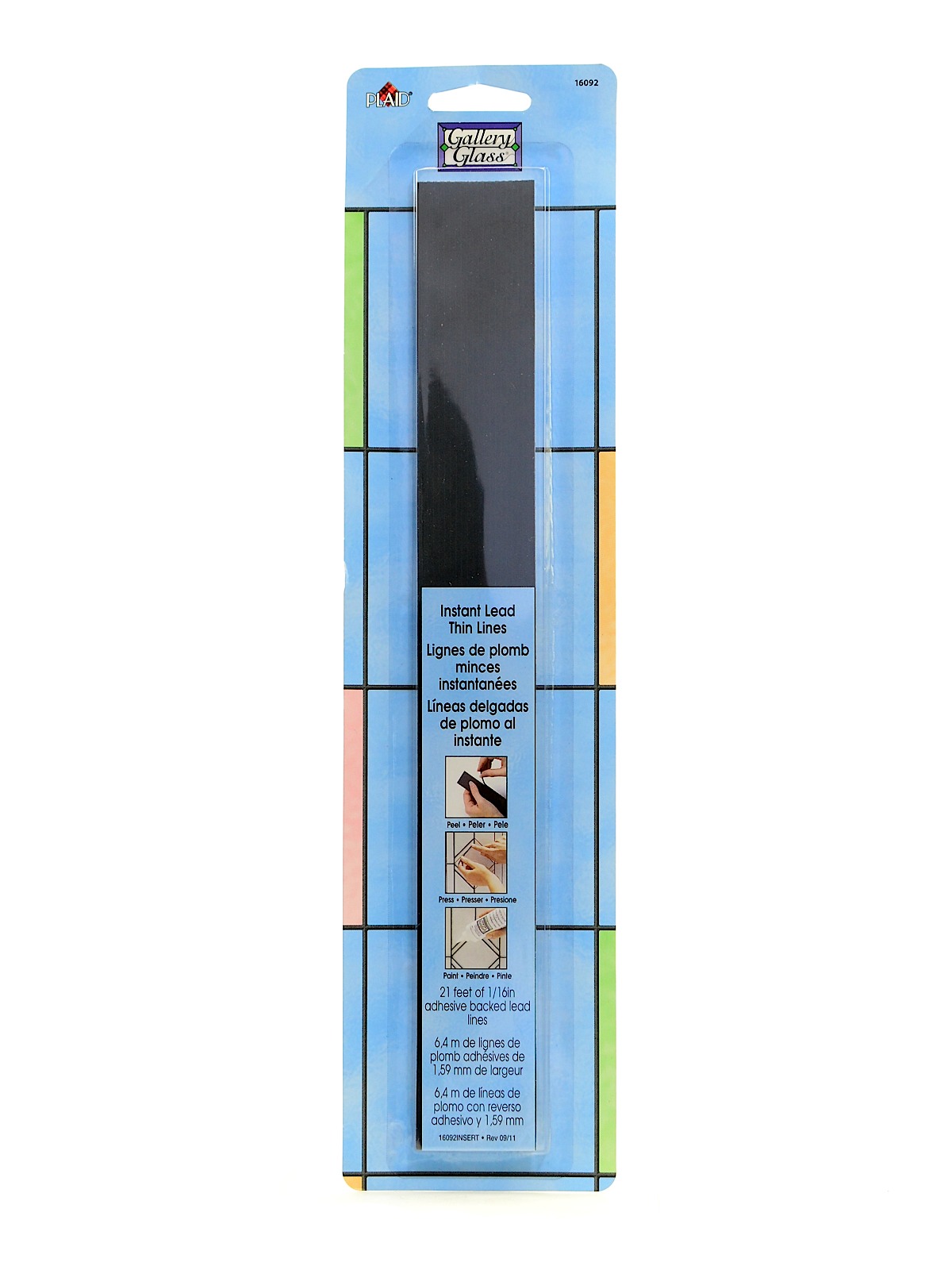 Plaid:Craft Gallery Glass Instant Lead Lines 12 Black 1//16 Thick 21//Packaging