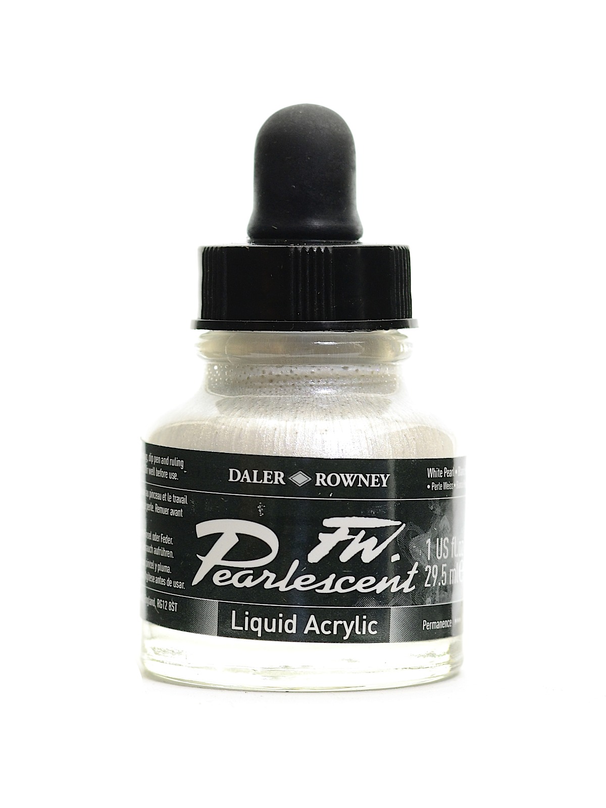 FW Pearlescent and Shimmering Liquid Acrylic white pearl 1 oz.