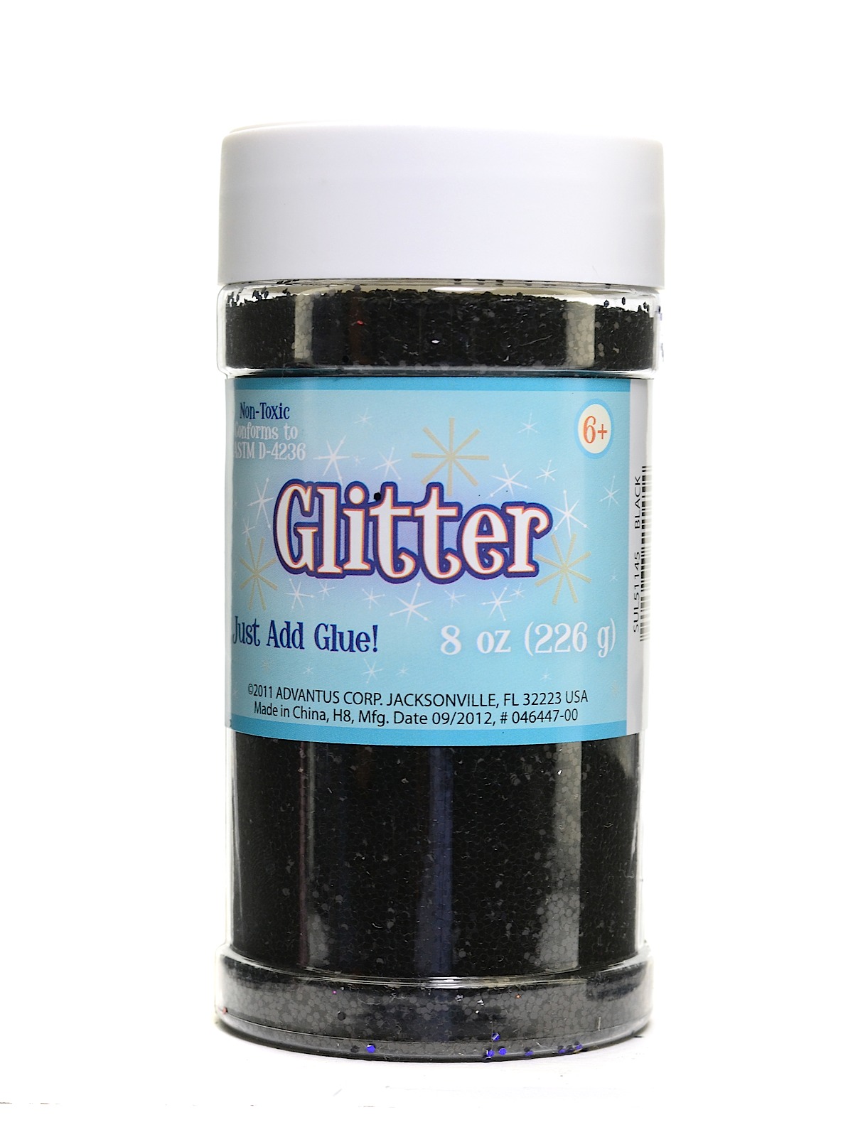 Glitter black 8 oz. shaker bottle