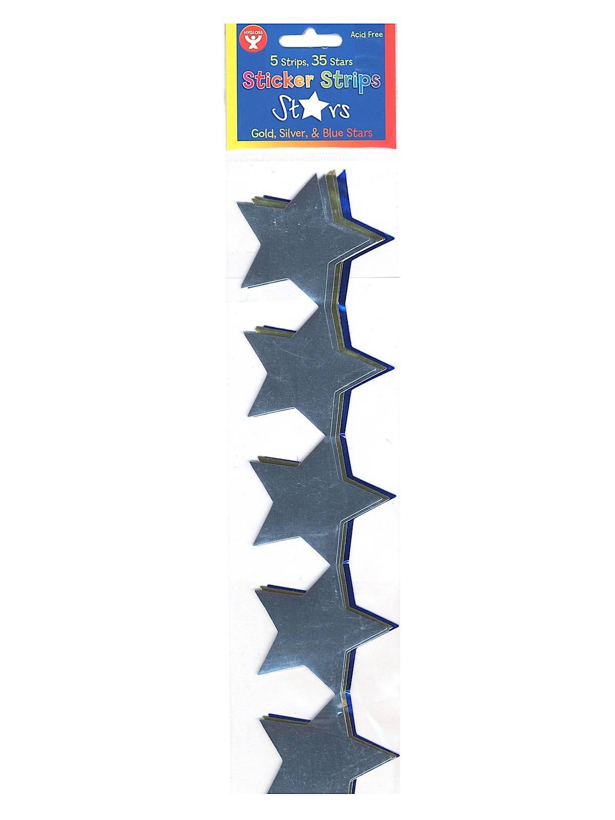 Sticker Strips stars assorted pack of 5