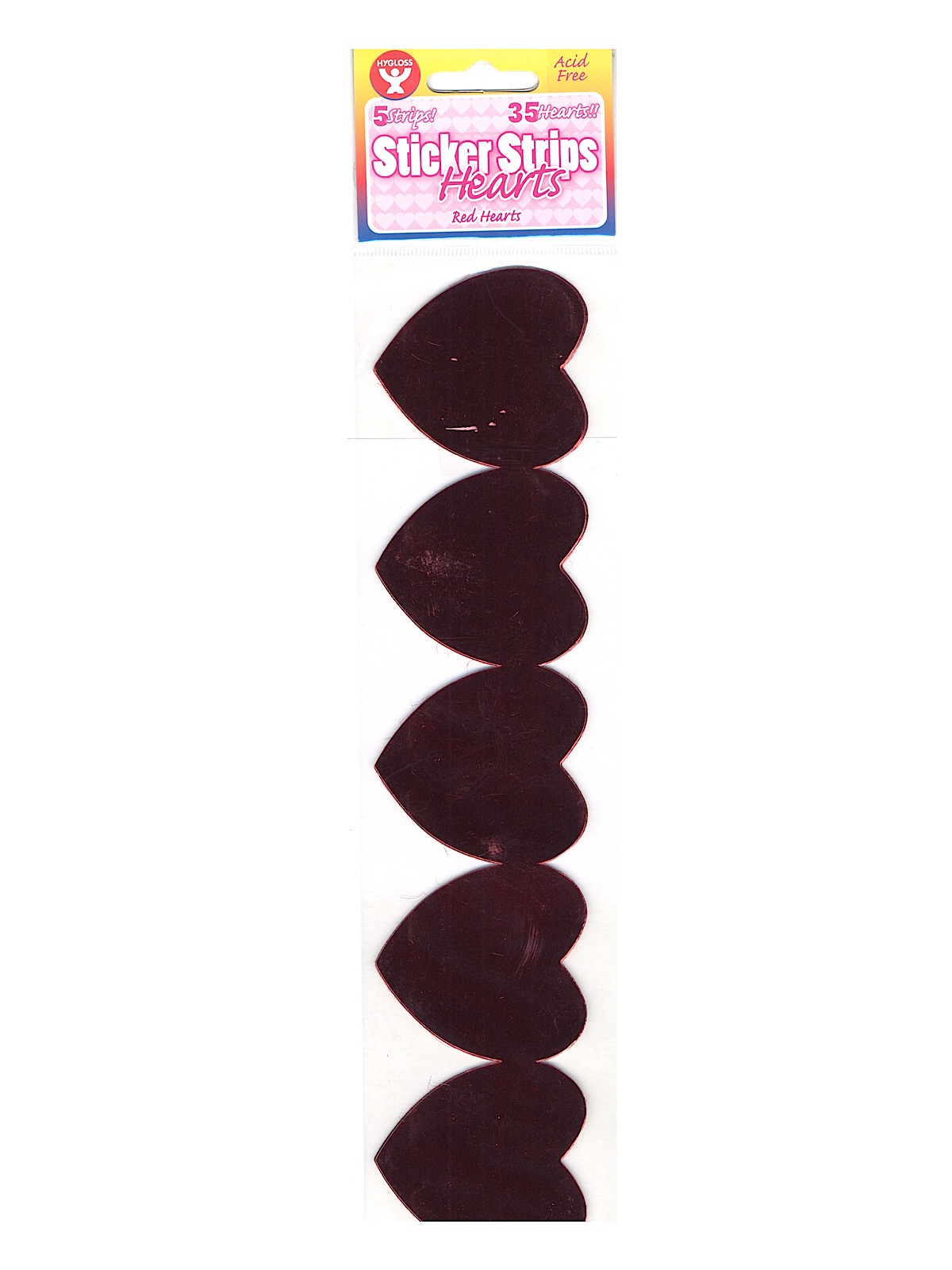 Sticker Strips hearts red pack of 5