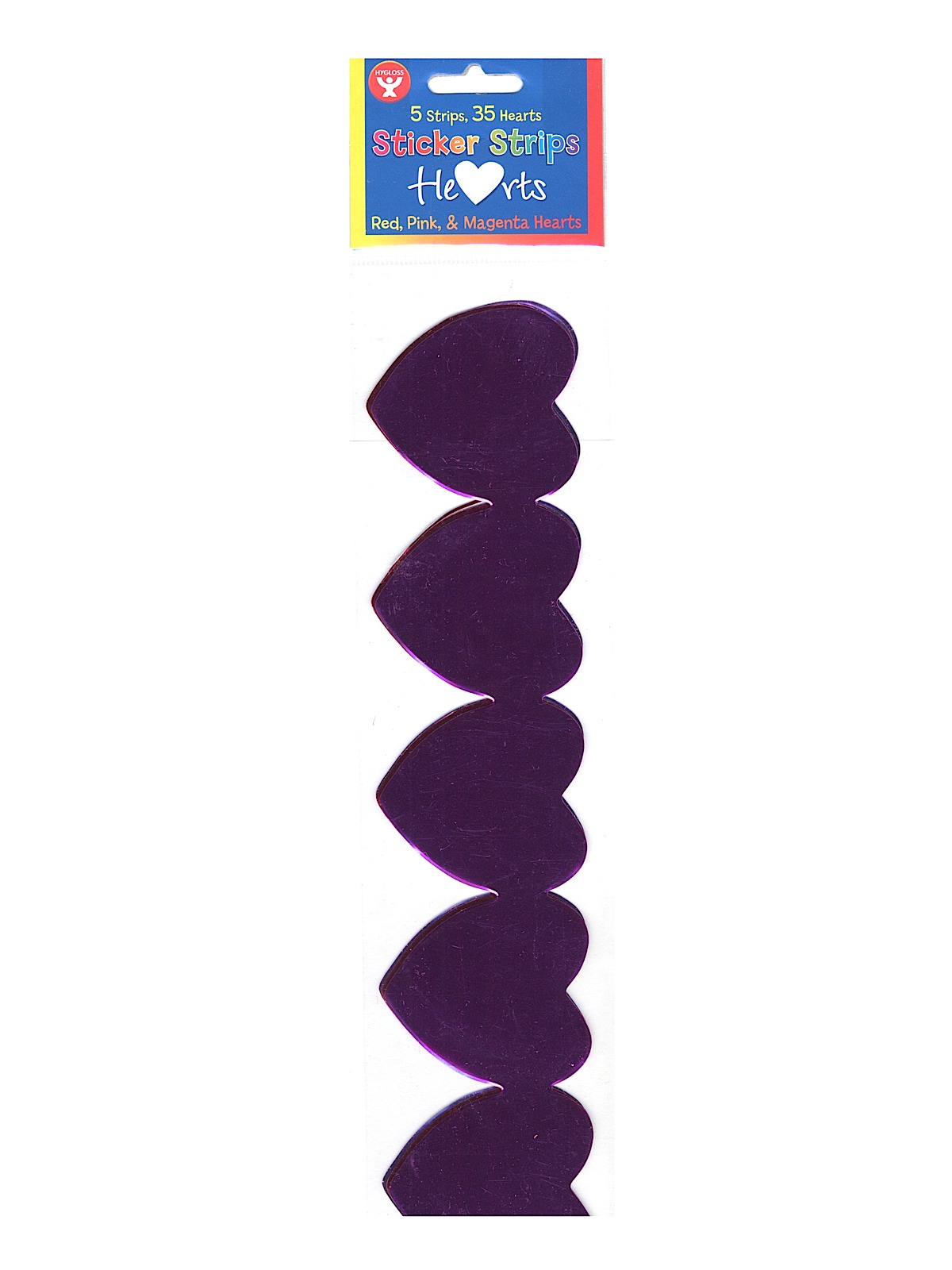 Sticker Strips hearts assorted pack of 5