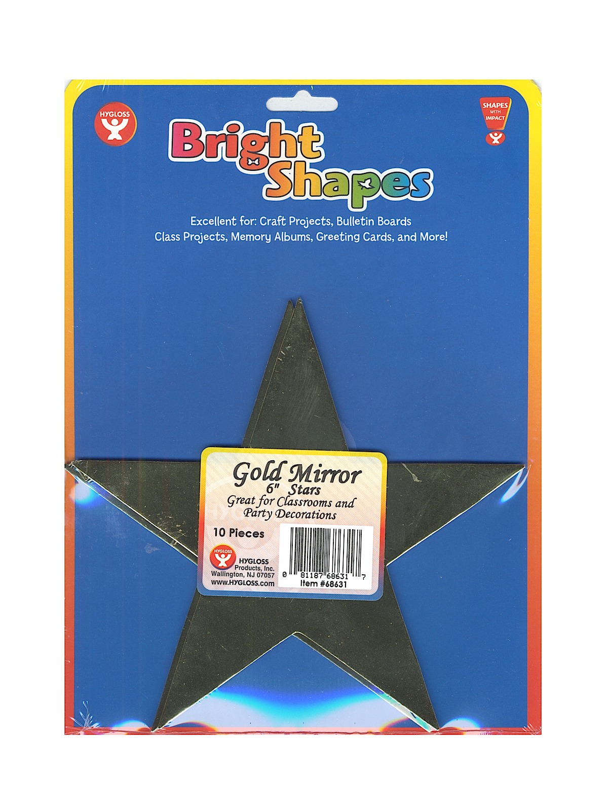 Bright Shape Cut Outs Stars 6 In. Gold Mirror