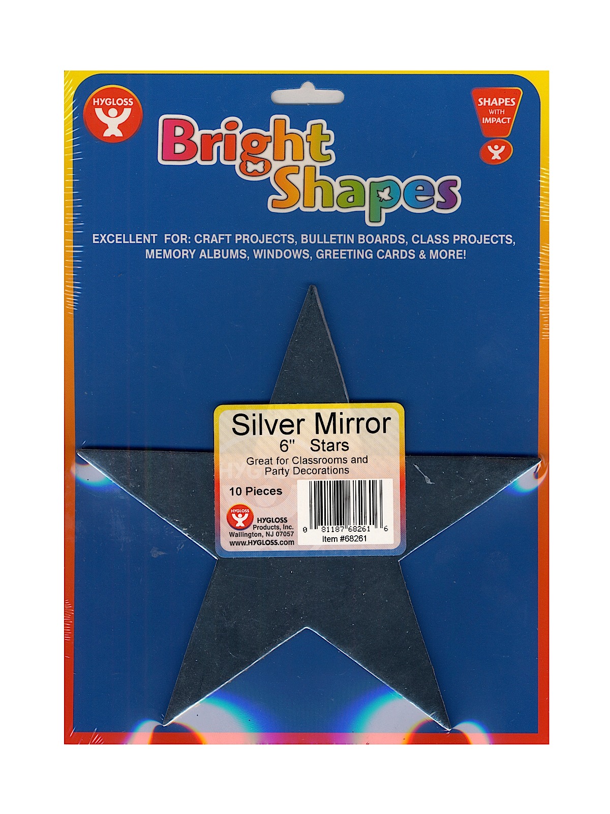 Bright Shape Cut Outs stars 6 in. silver mirror