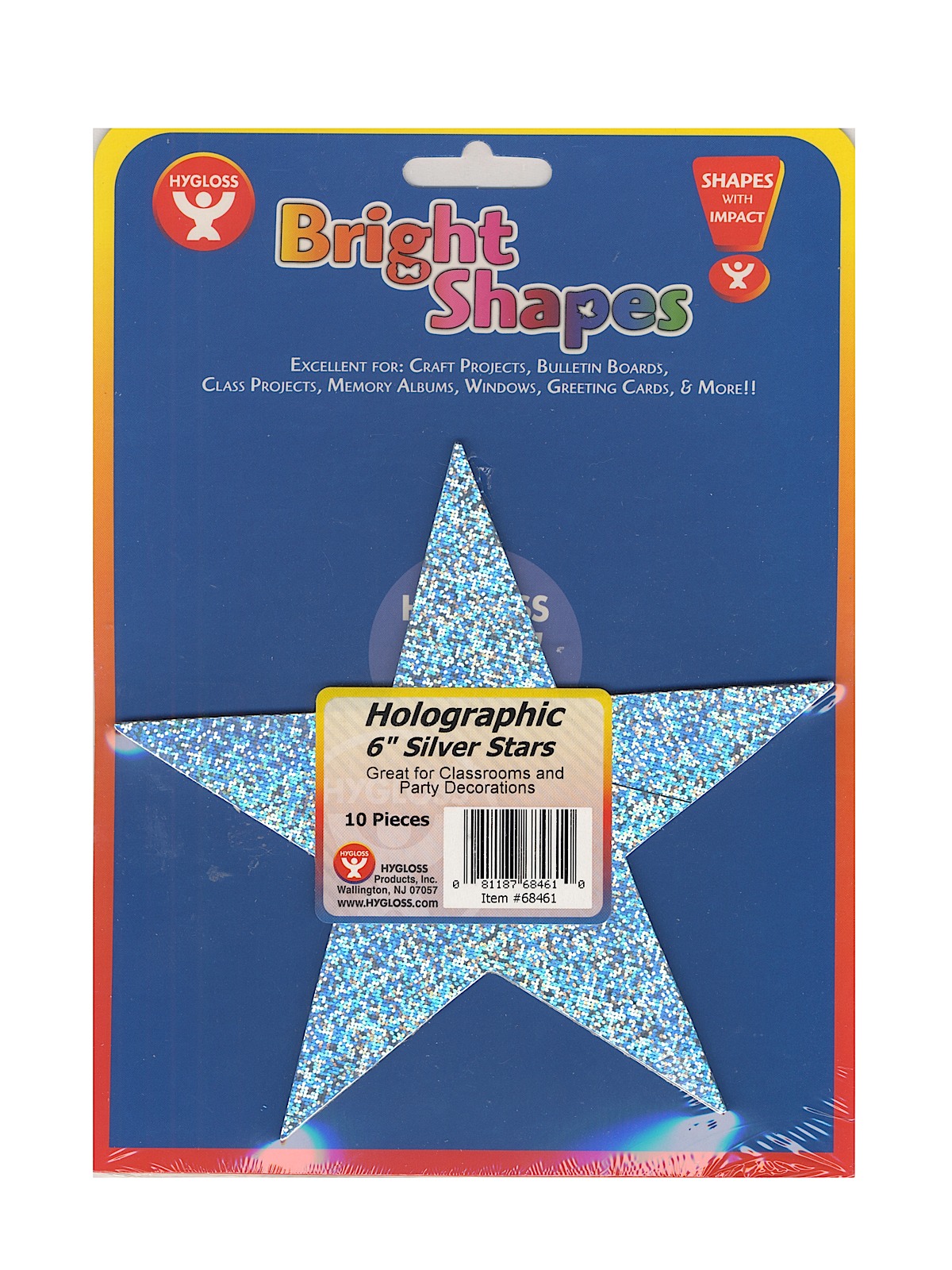 Bright Shape Cut Outs stars 6 in. holographic silver