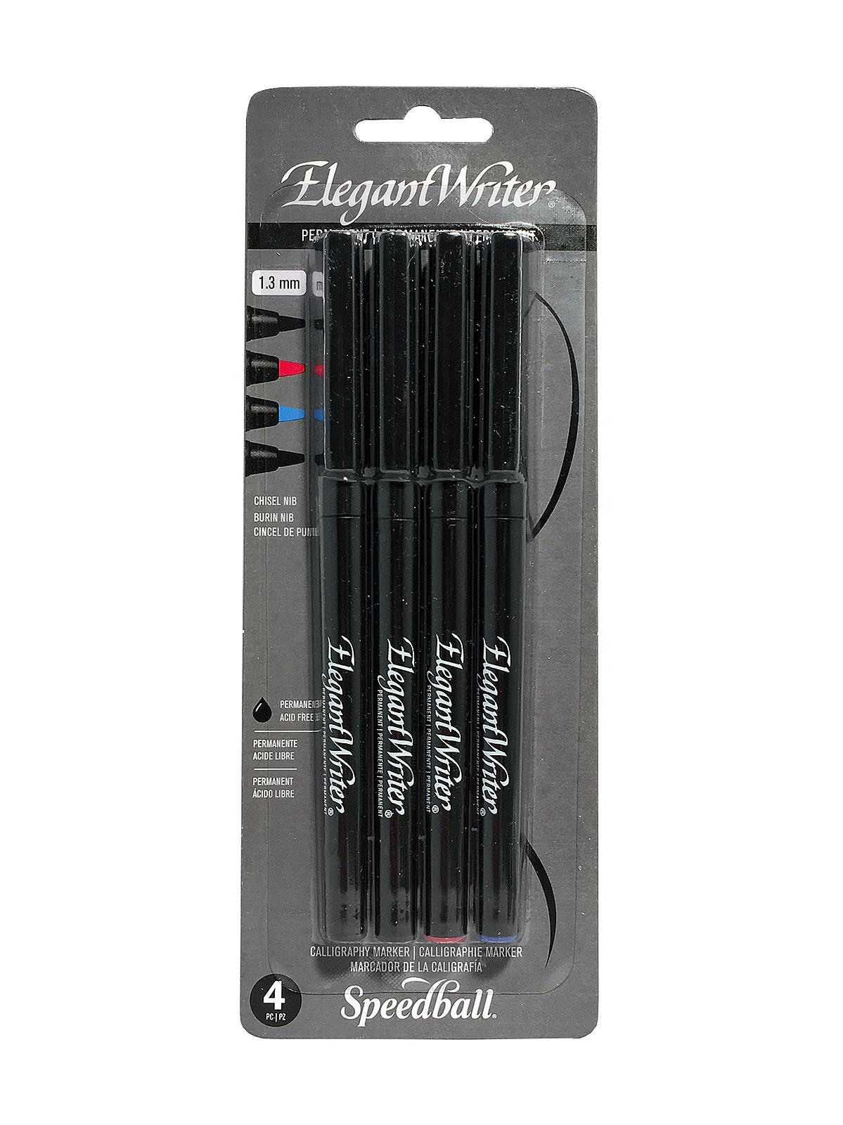 Elegant Writer Permanent Markers assorted 1.3 mm set of 4