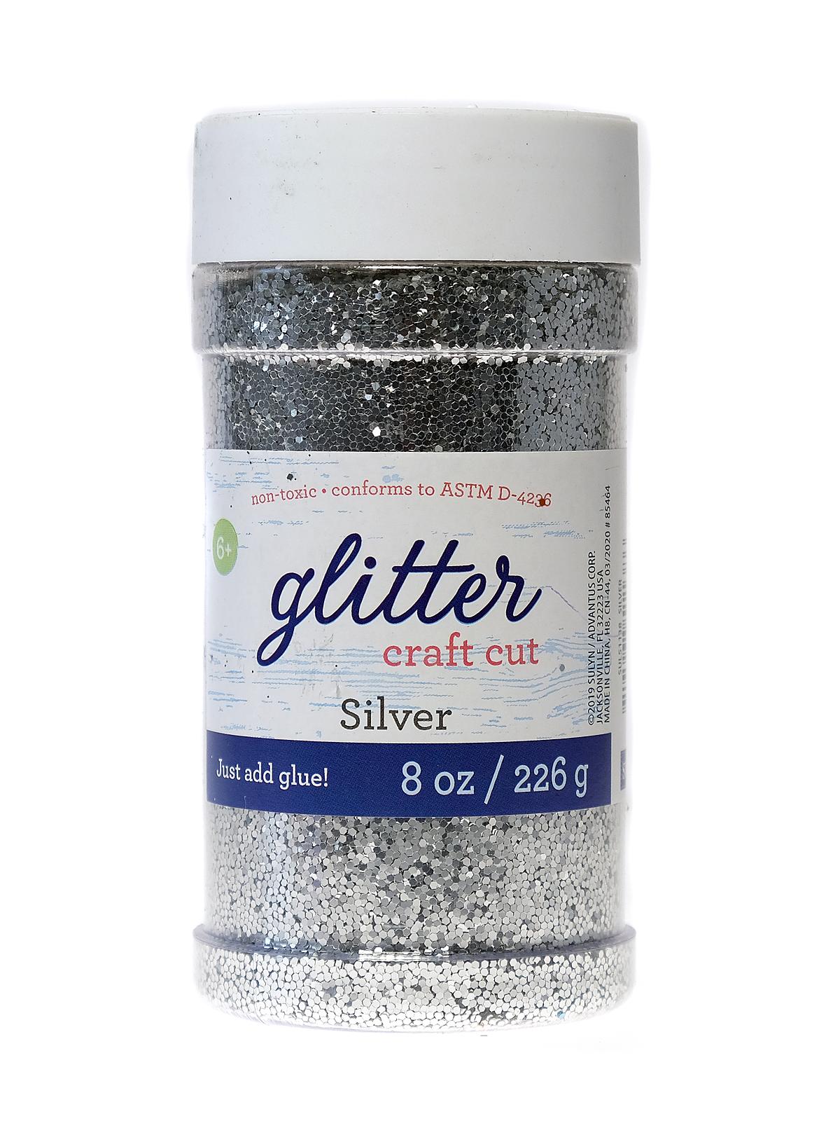 Glitter silver 8 oz. shaker bottle
