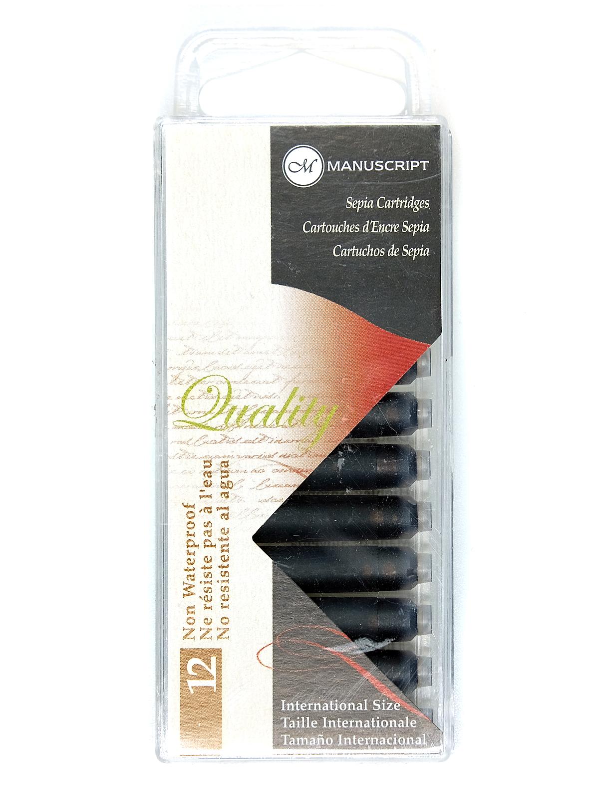 Calligraphy Ink Cartridges Sepia Pack Of 12