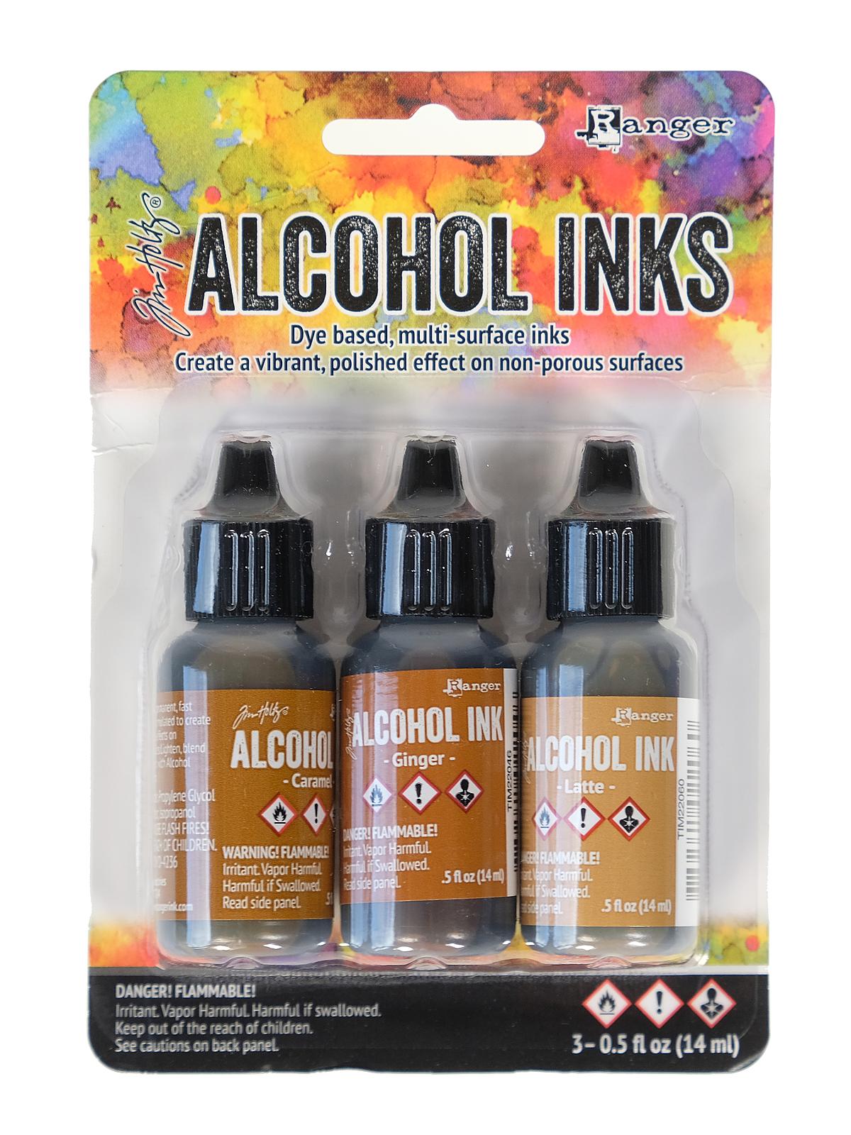 Tim Holtz Alcohol Ink Sets cabin cupboard caramel, ginger, latte