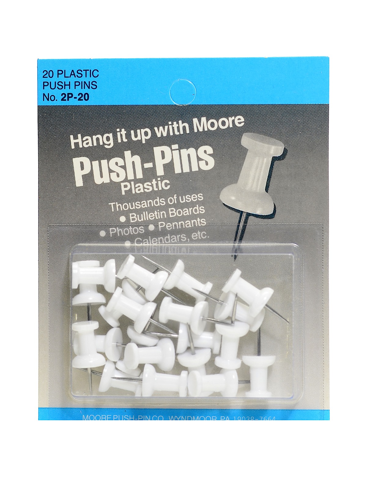 Push Pins White Plastic Pack Of 20
