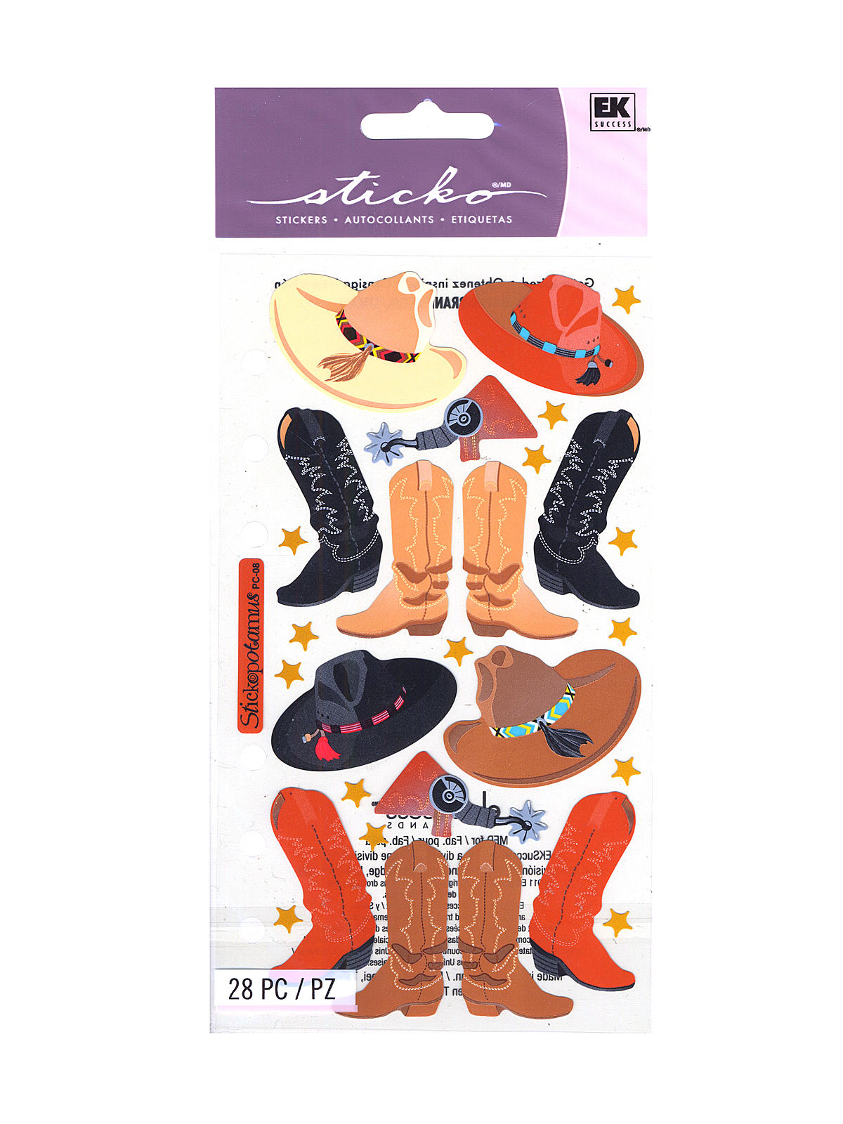 Classic Stickers cowboy boots and hats 28 pieces