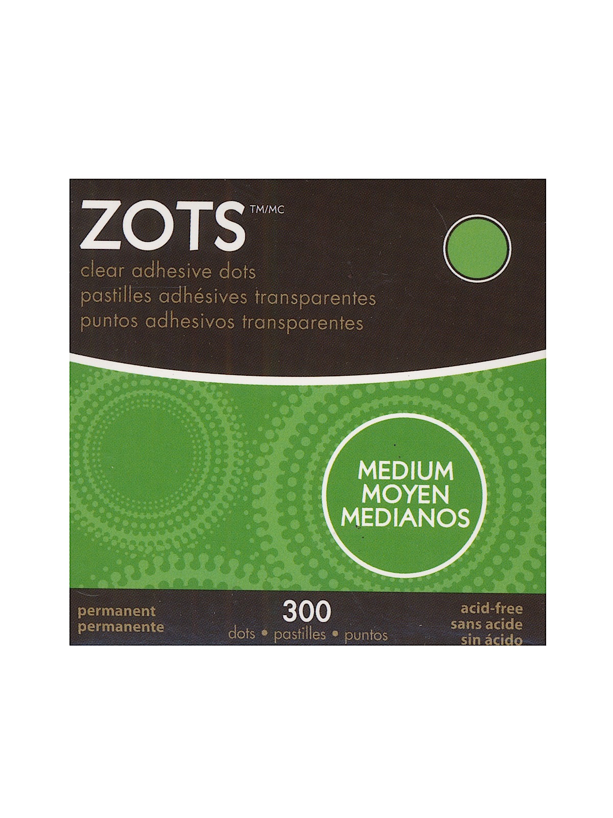 Zots Singles Clear Adhesive Dots 3 8 In. Medium Dots Roll Of 300