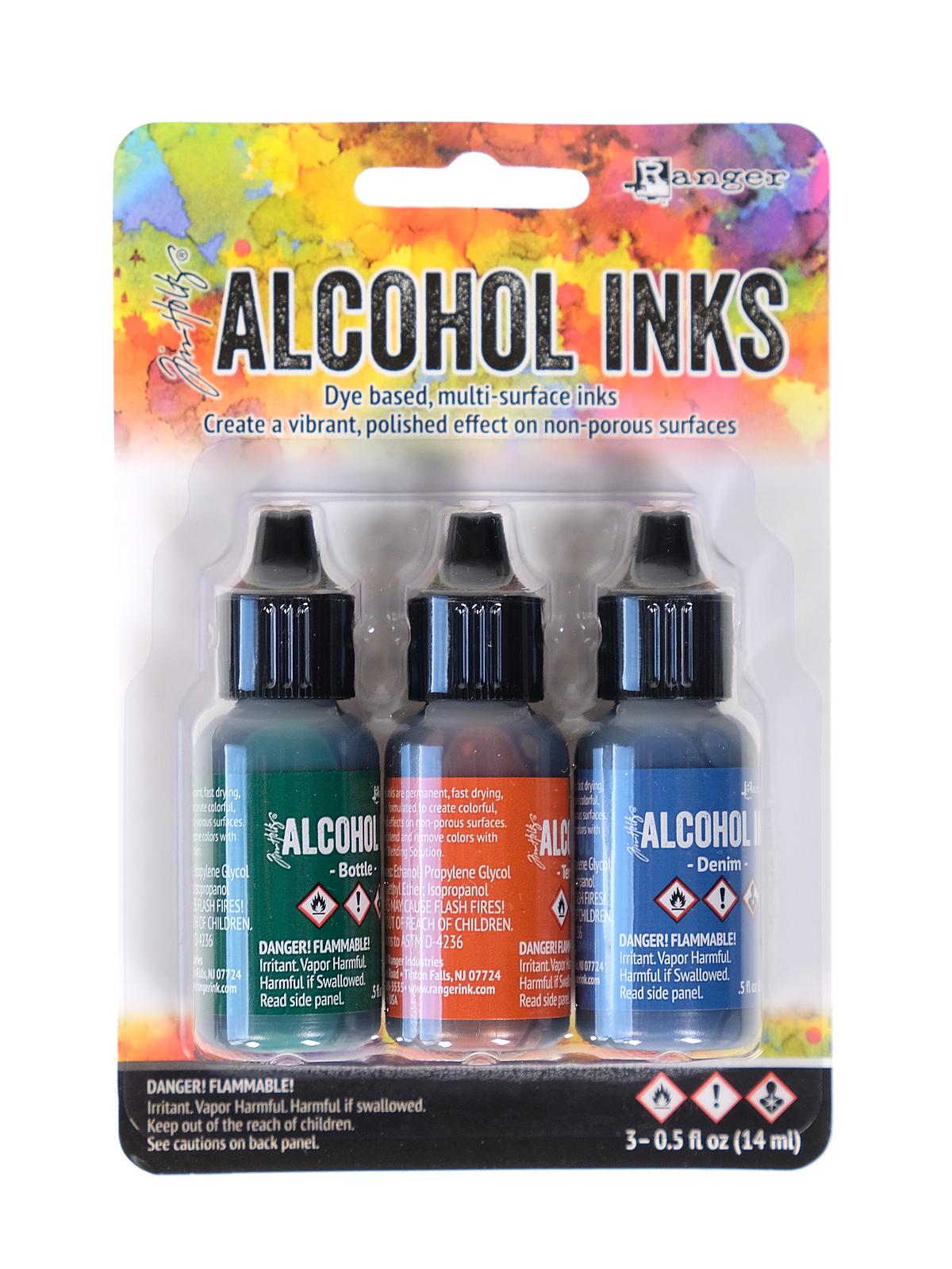 Tim Holtz Alcohol Ink Sets rustic lodge bottle, terra cotta, denim