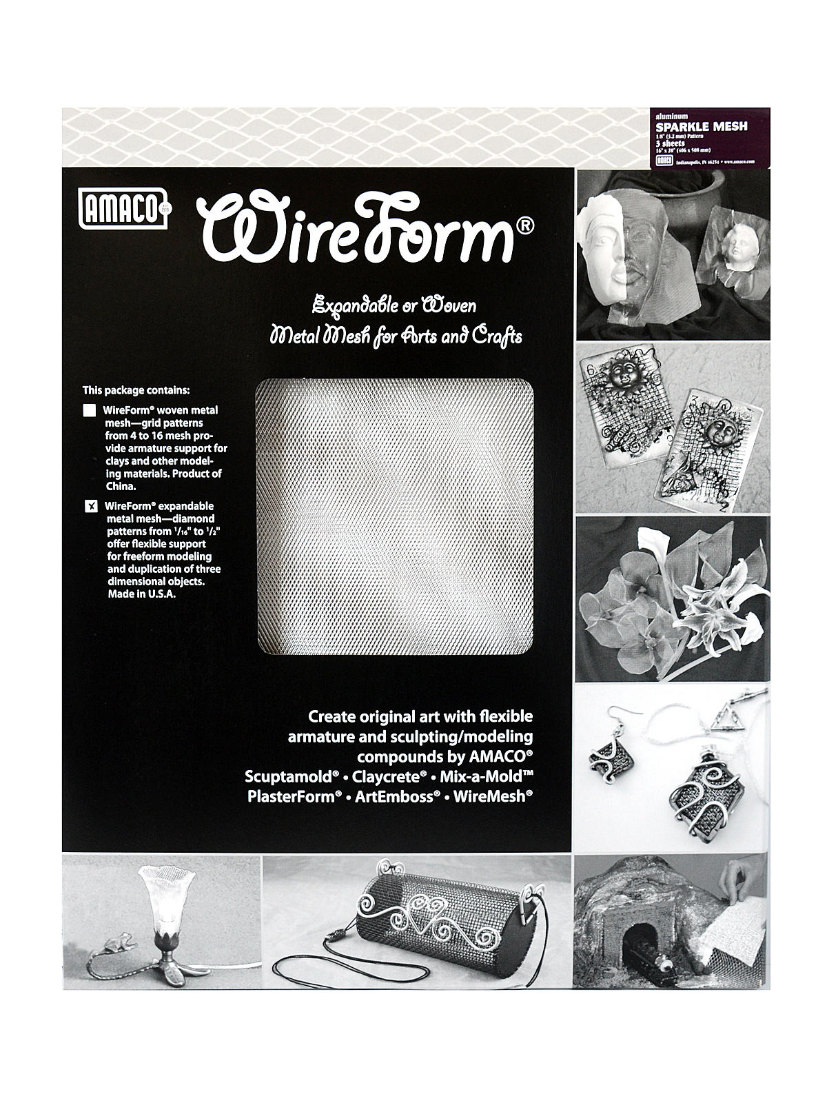 WireForm Metal Mesh aluminum woven sparkle mesh - 1 8 in. pattern pack of 3 sheets