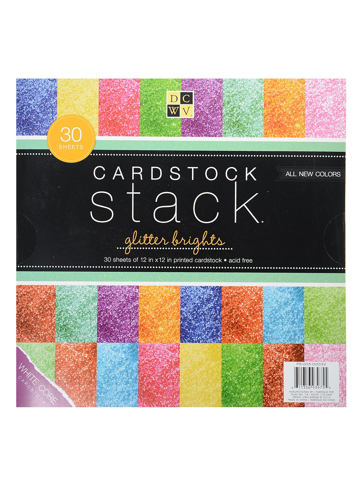 Cardstock Stacks 12 In. X 12 In. Glitter Brights 30 Sheets