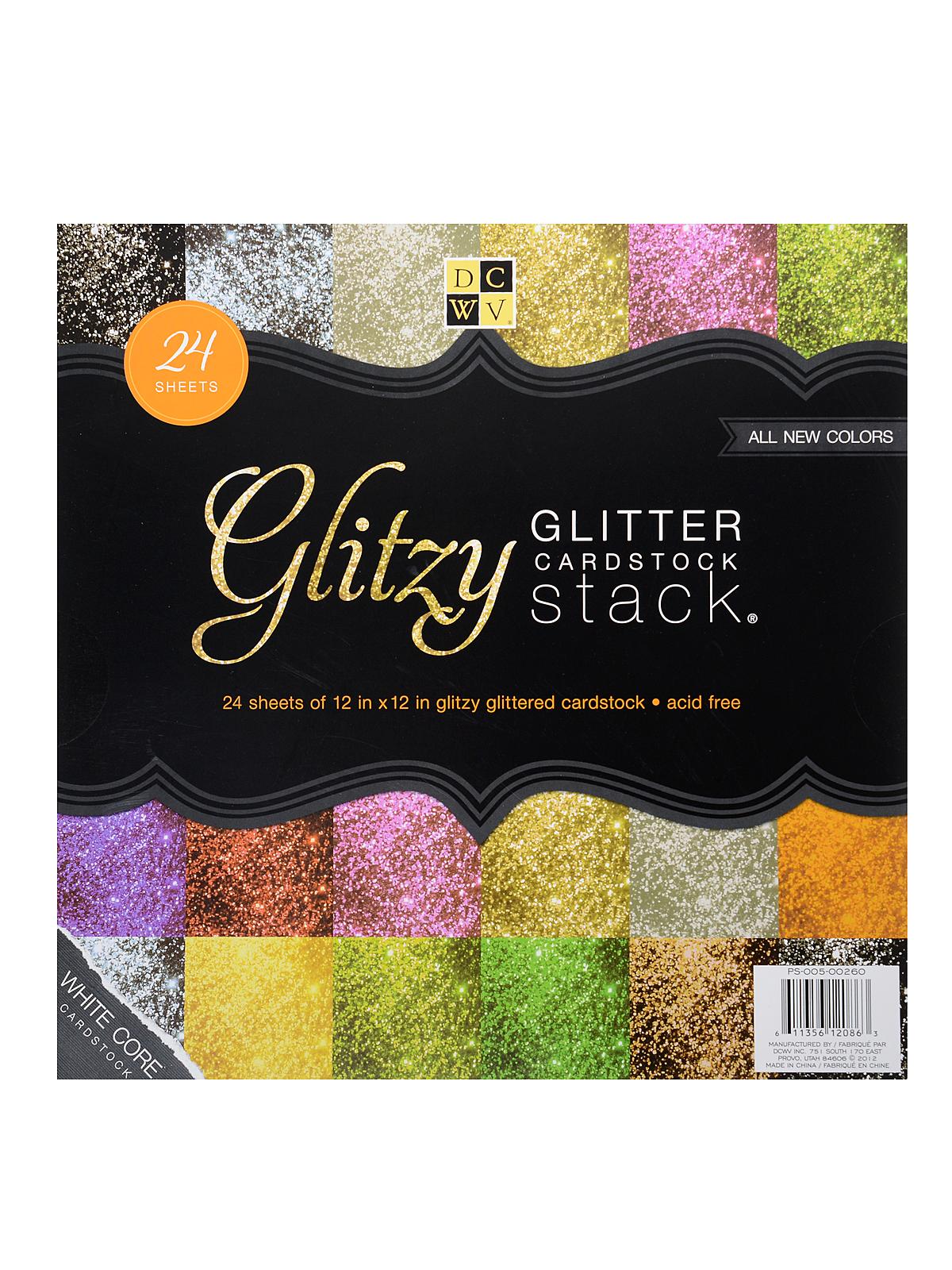 Cardstock Stacks 12 In. X 12 In. Glitzy Glitter 24 Sheets