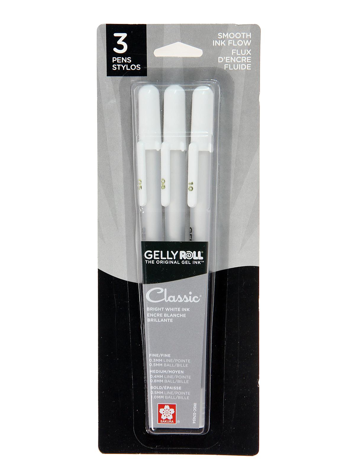 Gelly Roll Classic Pens Sets 05,08,10 white assorted set of 3