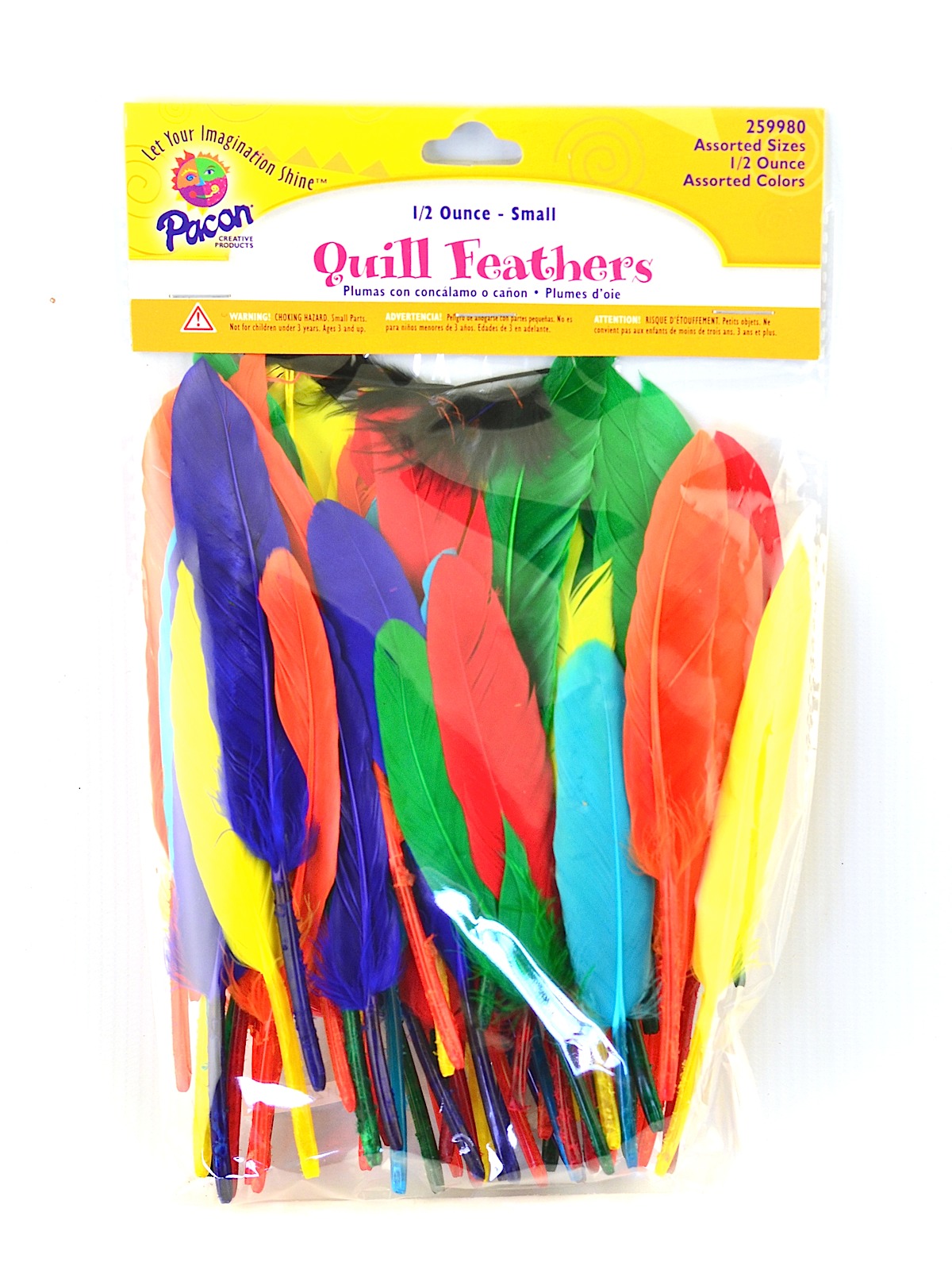Colored Craft Feathers small quill feathers assorted bright colors 1 2 oz. bag