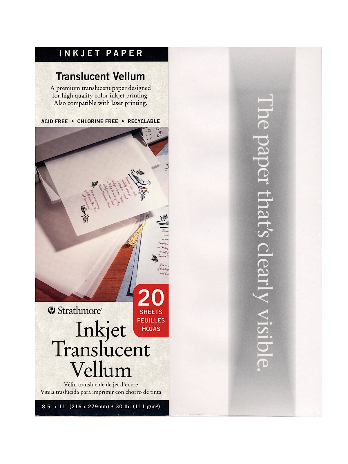 Translucent Vellum 8 1 2 In. X 11 In. Pack Of 20 For Inkjet Printers