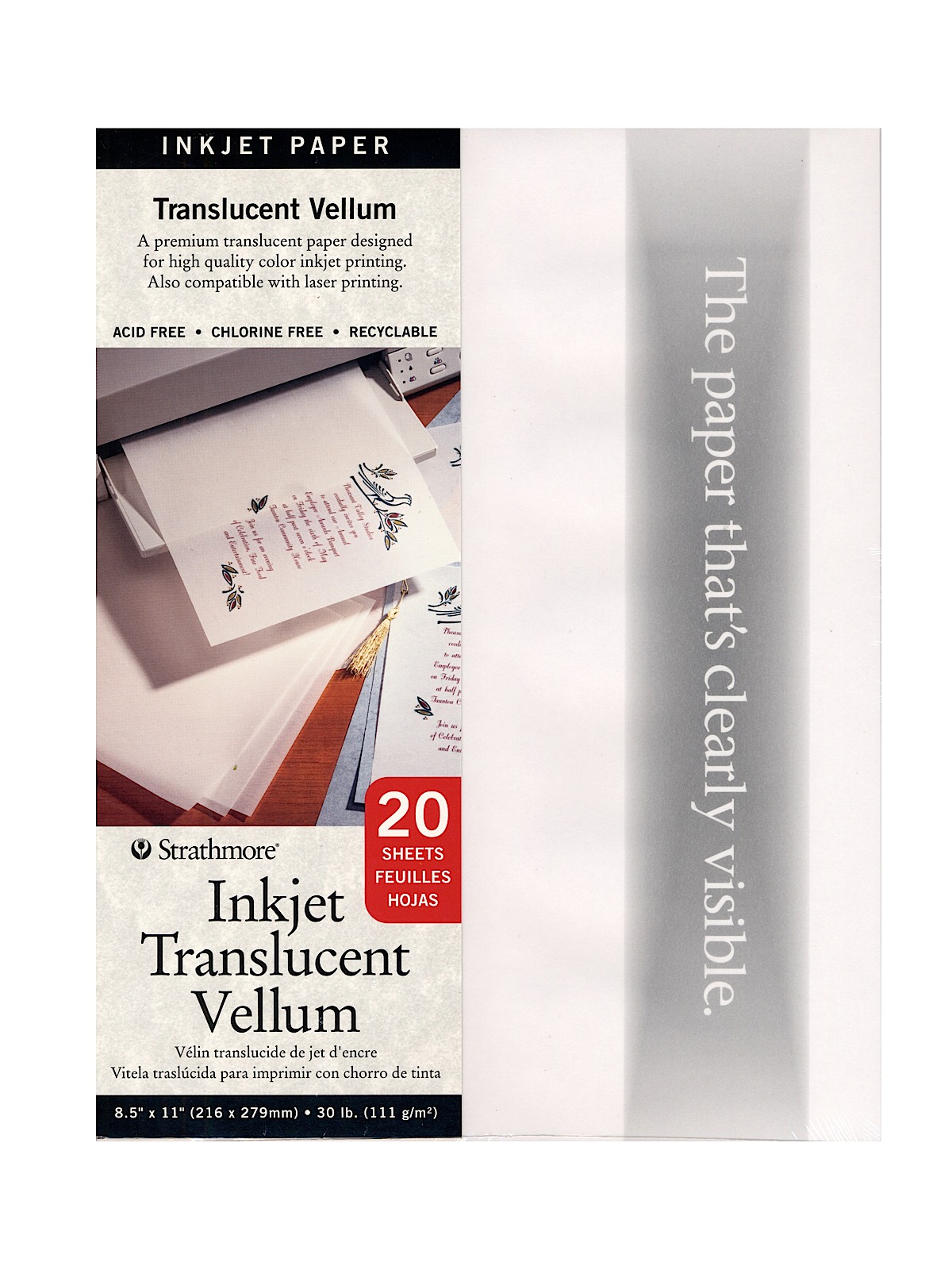 Translucent Vellum 8 1 2 in. x 11 in. pack of 20 for inkjet printers