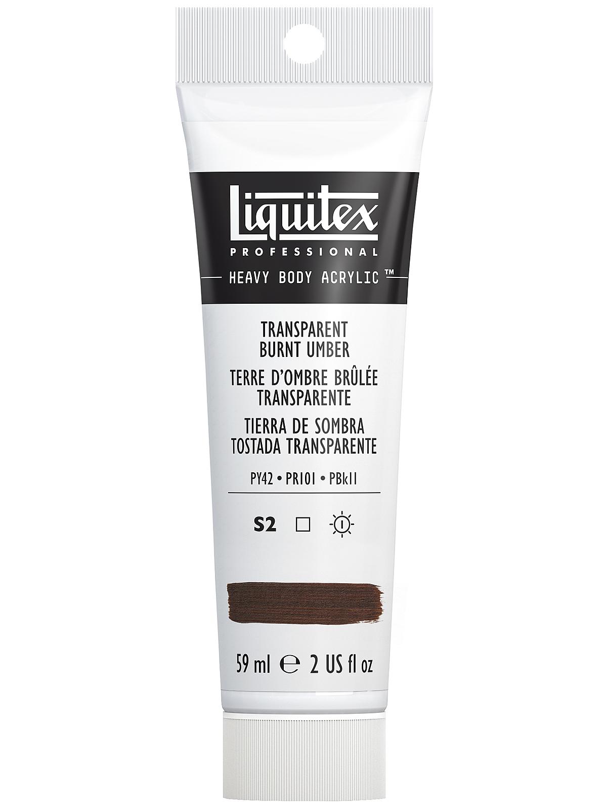 Heavy Body Professional Artist Acrylic Colors transparent burnt umber 2 oz.