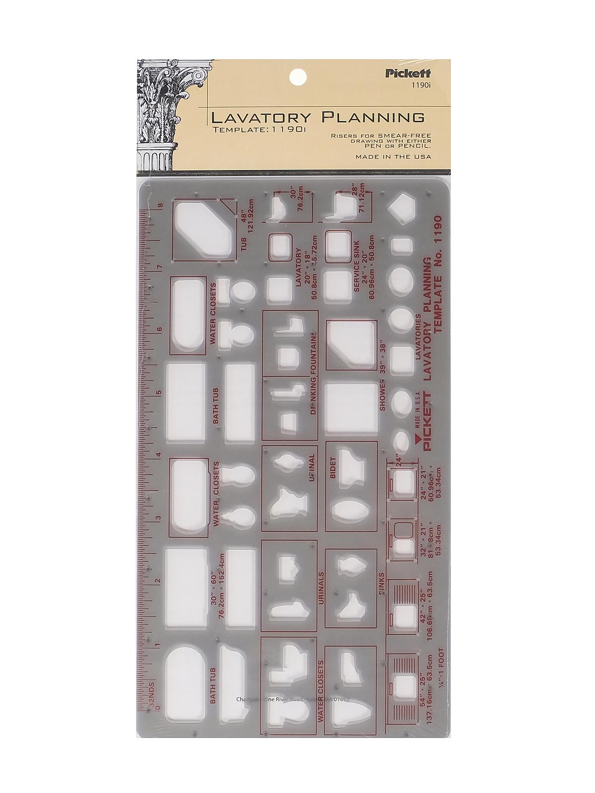 Plumbing Drafting Templates Lavatory Planning 1 4 In. = 1 Ft.