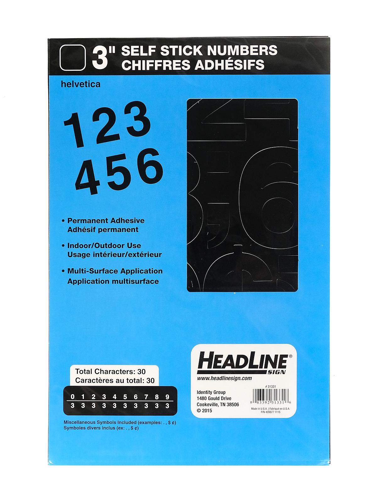 Black Vinyl Stick-On Letters or Numbers 3 in. Helvetica numbers