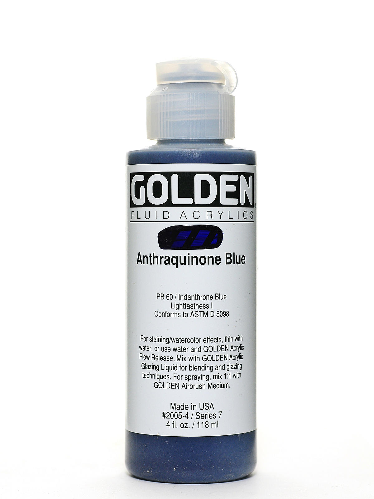 Fluid Acrylics anthraquinone blue 4 oz.