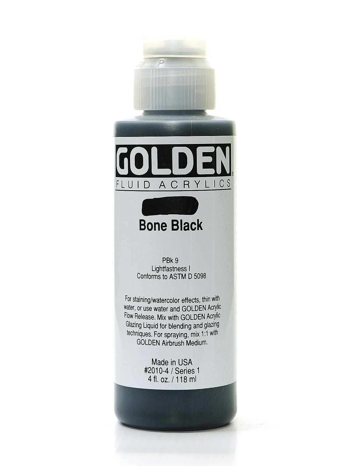 Fluid Acrylics bone black 4 oz.