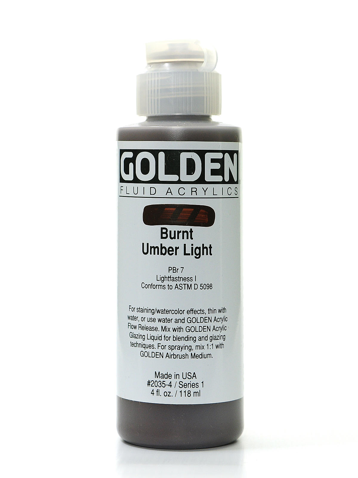 Fluid Acrylics burnt umber light 4 oz.