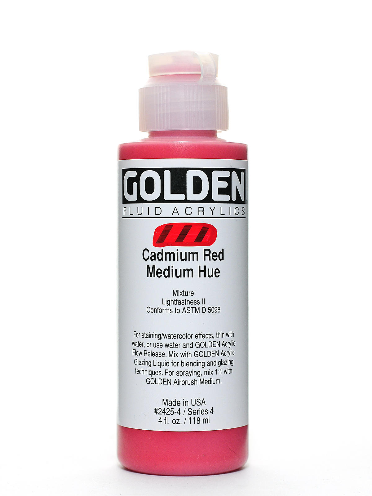 Fluid Acrylics cadmium red medium hue 4 oz.